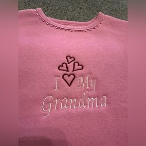 Vintage I Love My Grandma Toddler Sweatshirt 18 Mos. Pink Embroidered